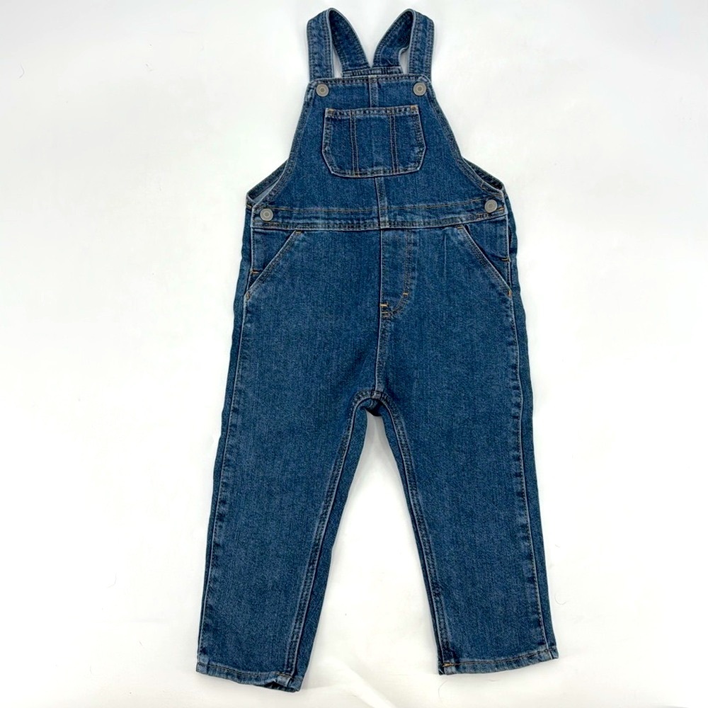 H&M Classic Girl’s Medium Wash Denim Bib Overalls Size 3T